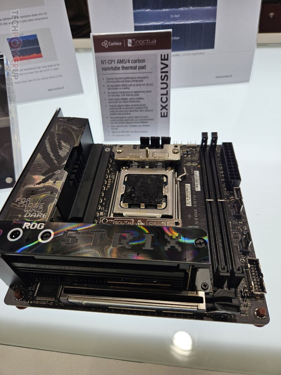 Noctua Unveils NT-CP1 Carbon Nanotube Thermal Pad Developed by Carbice, Alongside Prototype SFF AM5 Cooler